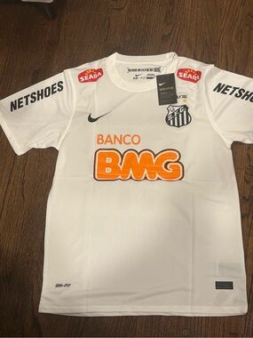 Nike mens White Santos FC Home Soccer Jersey Logo slim fit neymar jersey vintage